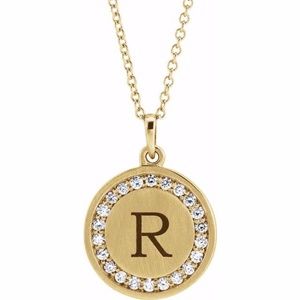 Customizable 14k Gold Diamond Engravable Necklace